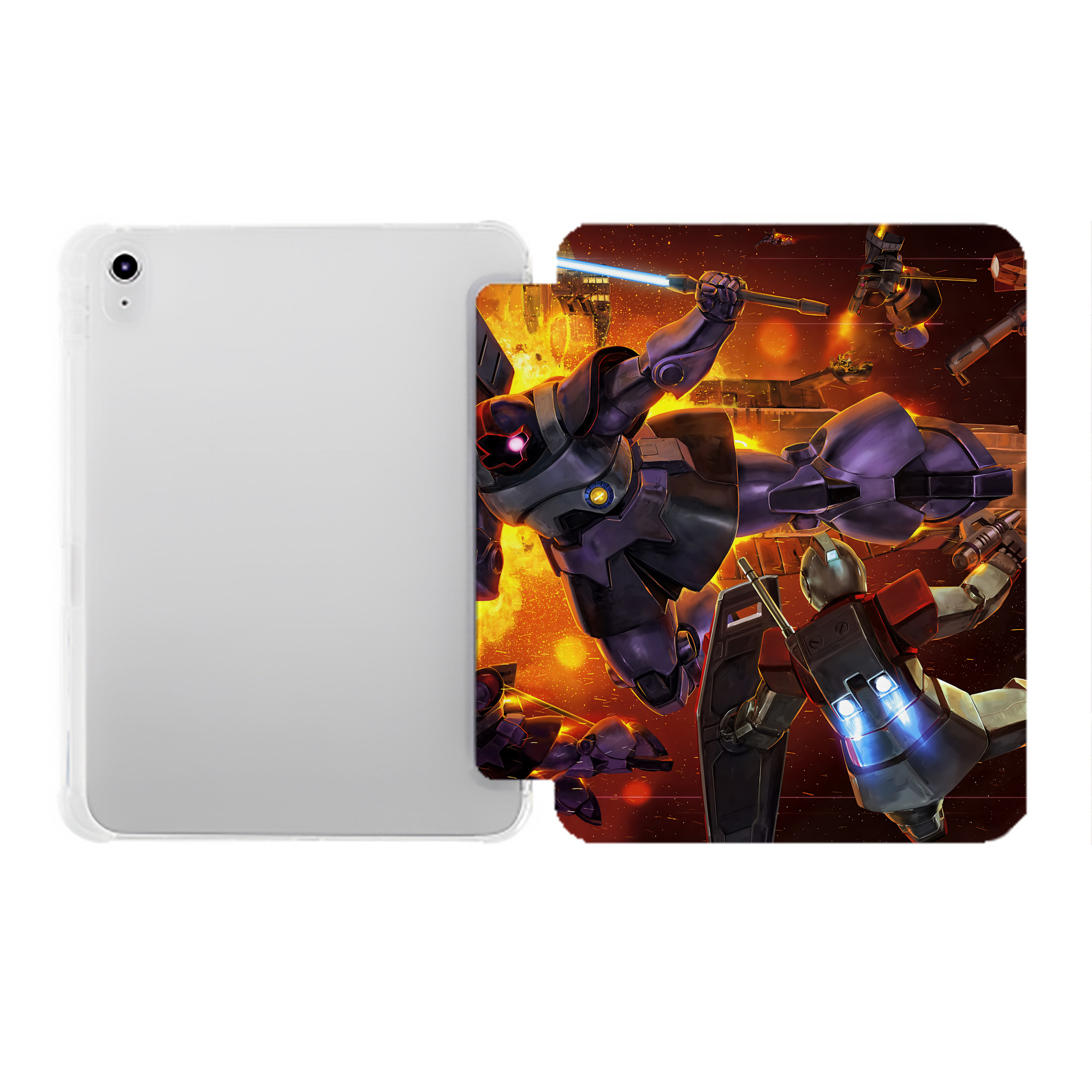 （画像用） 機動戦士ガンダム Mobile Suit Gundam IPad ケース ペン収納付き 三つ折りスタンド PUレザー×シリコン 対応機種9.5/10.5/10.9インチ